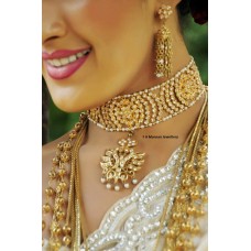 Pearl Gold Bridal Jewellery Necklace Set.