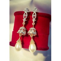  Zircon Stud White Pearl Jhumki 
