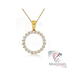 Gold Ring Zircon Pendent With Chain